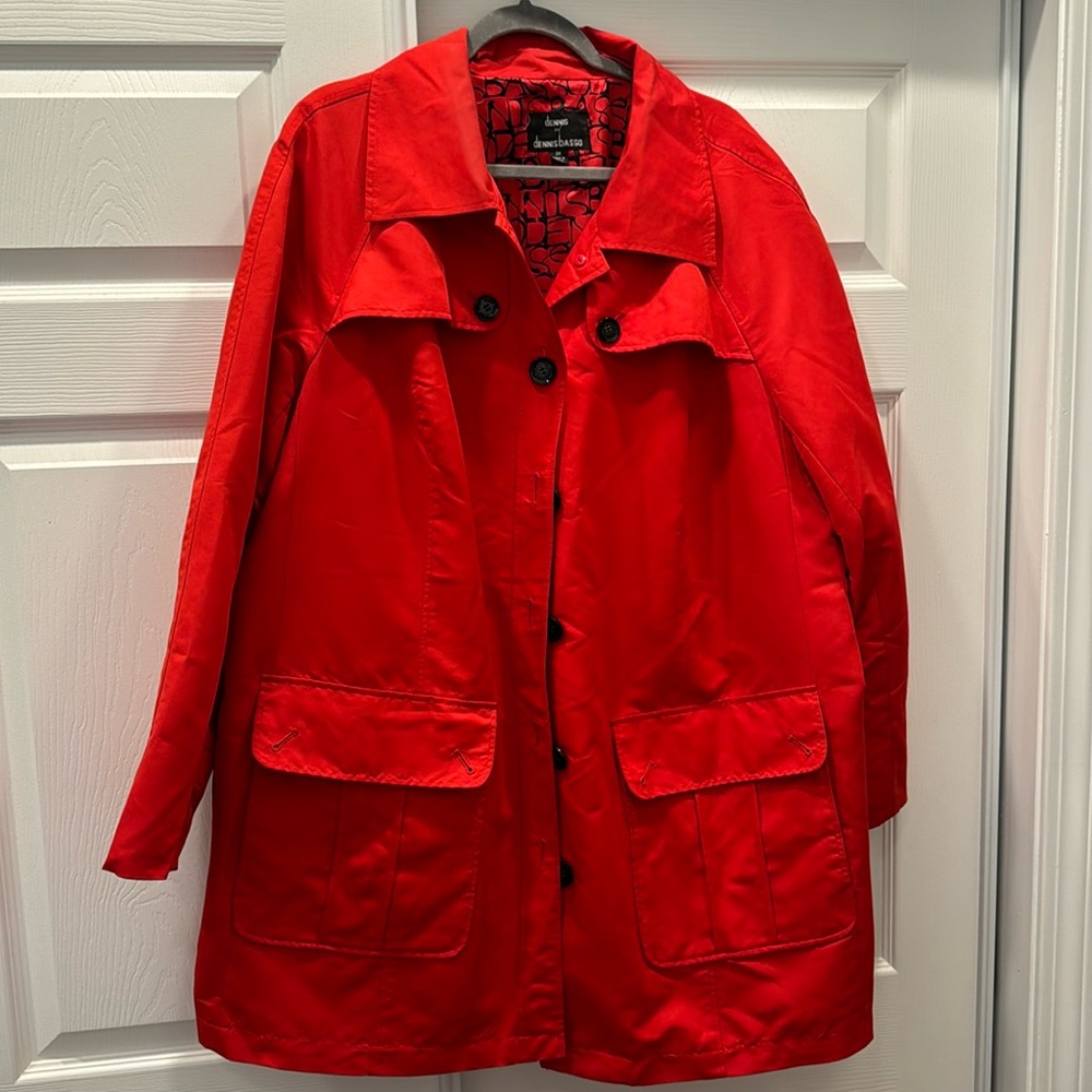 Dennis basso red rain coat. 2x